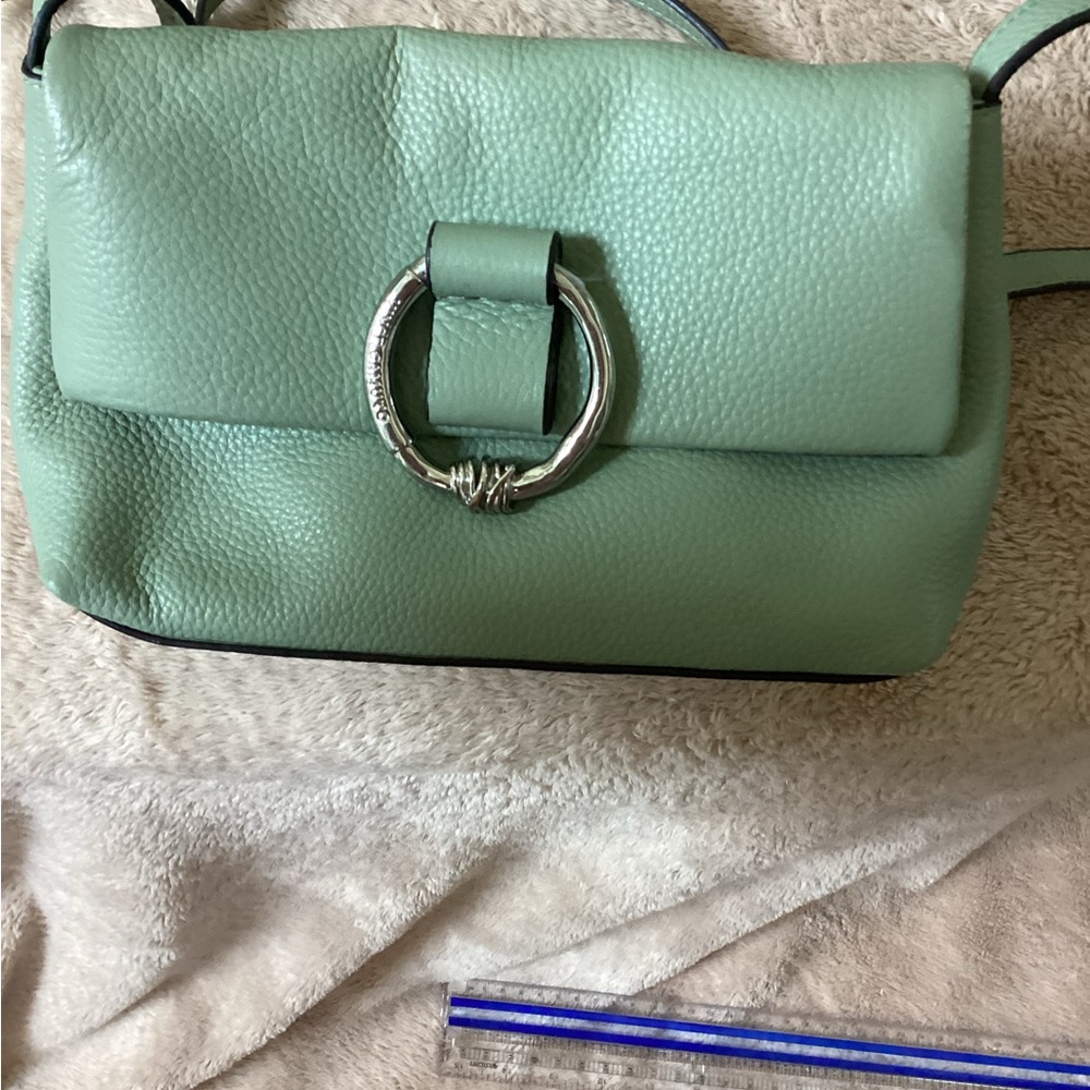 Vince Camuto Mint Green Crossbody Bag with Textured Leather Finish